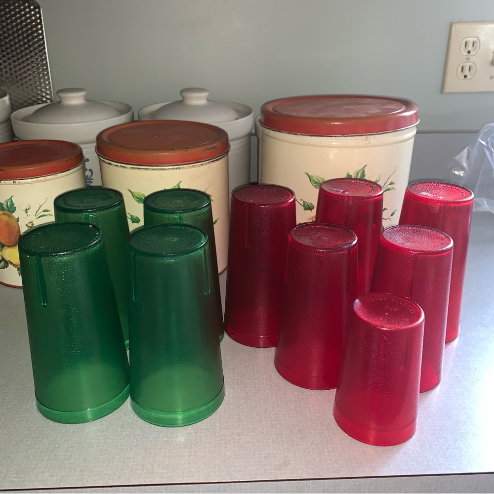 9 Vintage TEXAN Tumblers + 1 Small Similar Green & Red as Pictured Excellent LOT